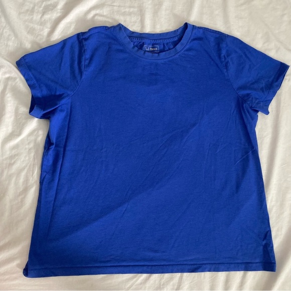 L.L. Bean Blue Short Sleeve Cotton Tee Size 1X - Picture 1 of 3